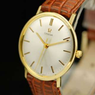 VINTAGE OMEGA ULTRA SLIM 18K SOLID YELLOW GOLD MENS WATCH  