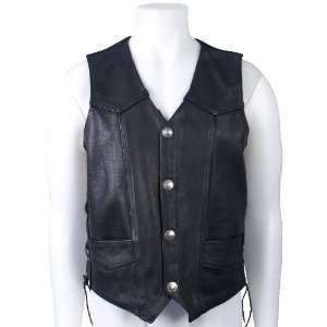 Hot Leathers Black XXXX Large Heavyweight Leather Vest with Lace Up 