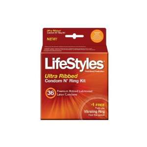  Lifestyles Ansell 6946 Ultra Ribbed Condom N Ring Kit 36 