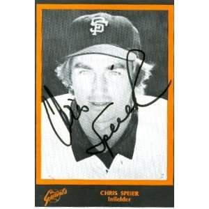 Chris Speier Autographed/Hand Signed postcard 1977 San Francisco 