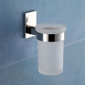 Gedy 7810 13 Wall Mounted Frosted Glass Toothbrush Holder With Chrome 