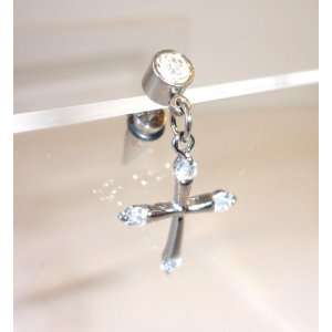 com Fake Cheater Tapers with Rhinestone Bling Cross Dangle Bling Fake 