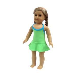   Girl Doll Clothes Lime Green Skirted Bathing Suit: Toys & Games