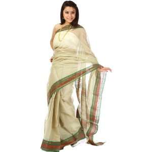   Handwoven Narayanpet Sari with Golden Weave on Border   Pure Cotton