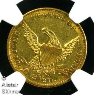 1834 Classic Head G$2.5 Gold NGC AU58  
