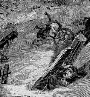 JOHNSTOWN FLOOD OF 1889, BRIDGE SCENE ANTIQUE JOHNSTOWN  