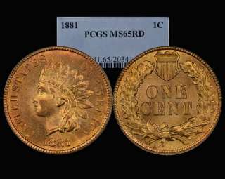 1881 INDIAN HEAD CENT ~ PCGS MS 65 RD BRIGHT RED  
