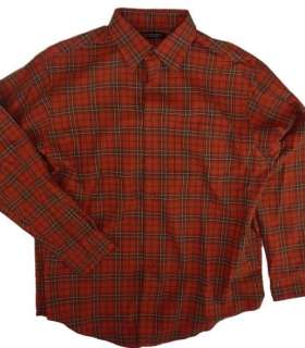 NWT RoundTree & Yorke Brick Red Flannel Plaid Sport Shirt L Mens Large 