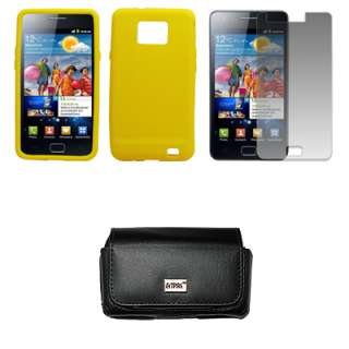 for Samsung Galaxy S II I9100 Case Gel Yellow+Pouch+LCD Cover 