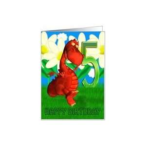 Red dragon dancing in the Garden Birthday Card Card
