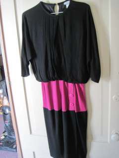 Vintage 1970s Black Pink Knit Dress Blondie and Me 11  