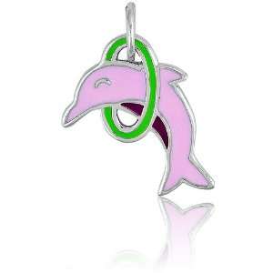   Pink Dolphin and Green Hoop Charm Z 8871: Itâ?TMs Charming: Jewelry