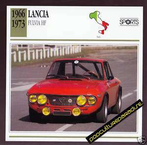 1966 1973 LANCIA FULVIA HF Car PICTURE SPEC INFO CARD  