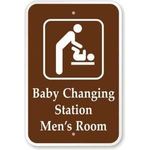 Baby Changing Station Mens Room (with Graphic) Aluminum Sign, 18 x 
