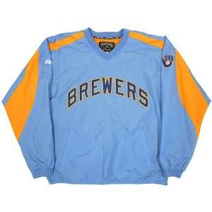  Brewers Majestic Mens Pickoff Cooperstown Pullover Jacket 