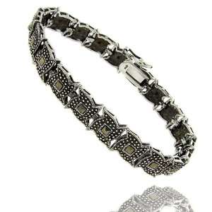  Sterling Silver Marcasite Square Bracelet: Jewelry