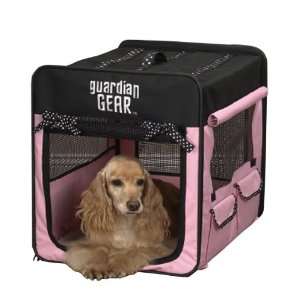   Polyester Polka Dot Collapsible Dog Crate, Large, Pink: Pet Supplies