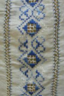 Vintage Gentle Gauzy BLUE Hand Embroidered ROMANIAN Peasant Folk 