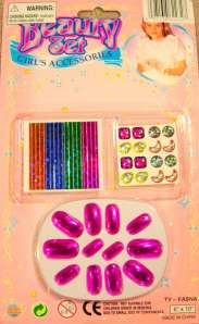 TWO KIDS GIRLS FASHION PRESS ON NAIL SET WITH EARRINGS  