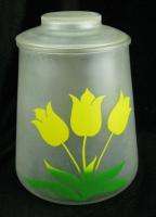 Vintage Pokee Frosted Glass Yellow Tulip Cookie Jar  