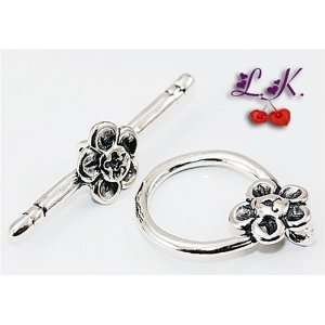 Sterling Silver Findings 1 Flower Toggle Clasps 15mm x 15mm. Wholesale 