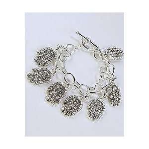  Silver tone Toggle Bracelet With Marcasite hand Of God 