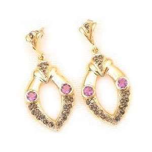 : Vermeil Gold Overlay Sterling Silver Dangle Earrings with Marcasite 