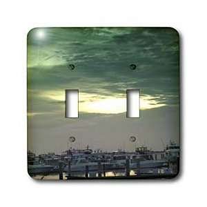 Florene Sunset And Boats   Marina Green   Light Switch Covers   double 