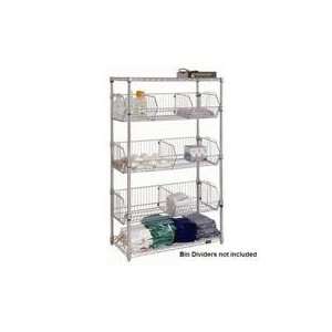 Chrome Wire Shelving unit with Wire Bins:  Industrial 