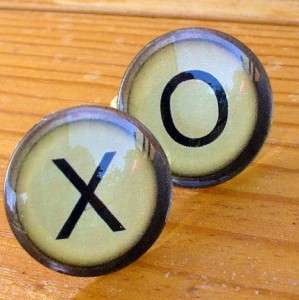   Victorian typewriter key cufflinks gun metal cuff links LOVE XO XOXO