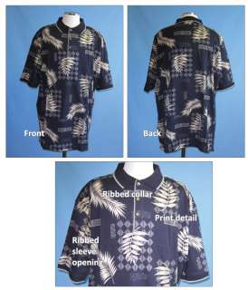 Hawaiian golf polo shirts resortwear Navy S M L XL 2XL  