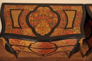 Pair Boulle Inlay Commodes Chest Drawers Louis XV  