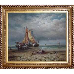  Commerce Ships On Beach Oil Painting, with Exquisite Dark 