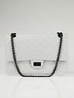 Chanel White Leather 2.55 Reissue Quilted Classic 226 Flap Bag