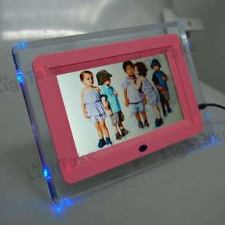 NEW 7 TFT LCD Digital Photo Frame MP3 MP4 Player Pink  