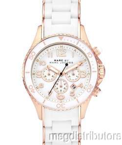 NEW MARC JACOBS MBM2547 LADIES WHITE SILICONE WRAPPED ROSE GOLD S 