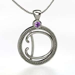 Initial D Circle Pendant, Sterling Silver Initial Necklace with 