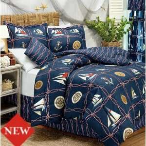   Anchors Nautical Queen Comforter Set (4 Piece Bedding): Home & Kitchen