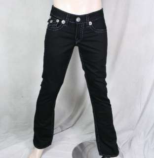 True Religion Jeans Mens Ricky Super T SUPERFLY black w/ multi stitch 