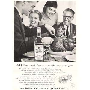  Taylors New York State Wine 1956 Original Advertisement 