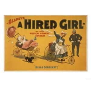  A Hired Girl Comedy Success Theatre Poster Premium 