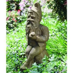  International Vintage Garden Gnome Cast Stone Garden Statue, English 