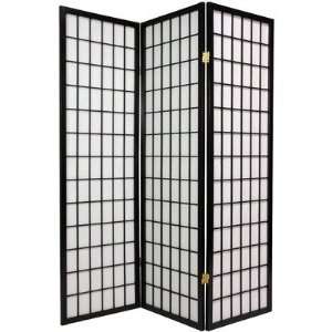 Foot Tall Three Panel Window Pane Shoji Screen   Black (Black) (59.5 