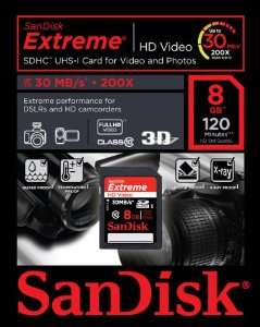 SANDISK 8GB EXTREME SD SDHC MEMORY CARD FOR CANON POWERSHOT A800 G12 
