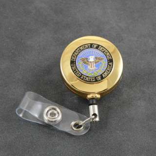 ID holder. It features the Seal of the Department of Defense 