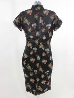 PEONY BRAND Black Floral Mid Length Dress Sz 34  