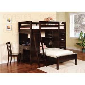   Depoe Bay Workstation Twin/Twin Bunk Bed in Cappuccino: Home & Kitchen
