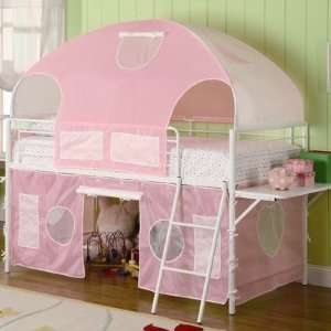  Muldoon Twin Loft Bed with Tent in Pink: Home & Kitchen