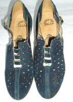 ROYAL QUALITY Vtg 30s BLUE Suede Dance Shoes NOS 5.5 Leather  