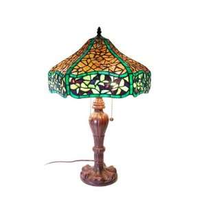  25 Tiffany Style Leaves Design Table Lamp Bronze Finish 